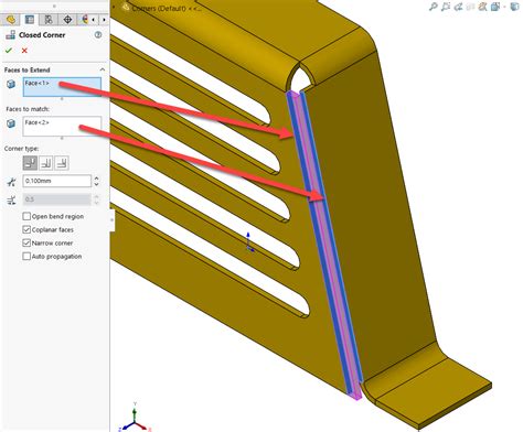 solidworks sheet metal box overlap|solidworks closed corner extension.